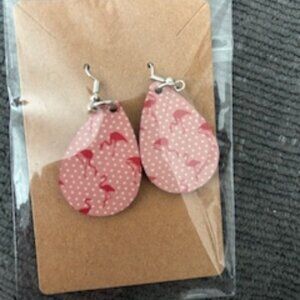 Pink Flamingo Teardrop Earrings - NWT (1/$10 or 2/$15)